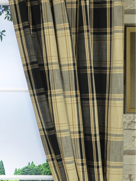 Big Plaid Blackout Double Pinch Pleat Extra Long Curtains 108 - 120 Inch Panels Fabric Details