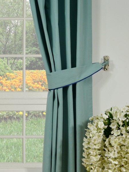 Moonbay Plain Double Pinch Pleat Cotton Curtains Decorative Tiebacks