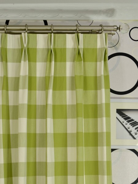 Moonbay Checks Double Pinch Pleat Cotton Curtains