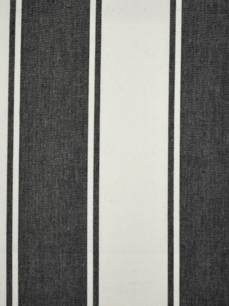 Moonbay Stripe Back Tab Cotton Curtains (Color: Black)