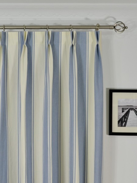 Moonbay Stripe Double Pinch Pleat Cotton Curtains Heading Style
