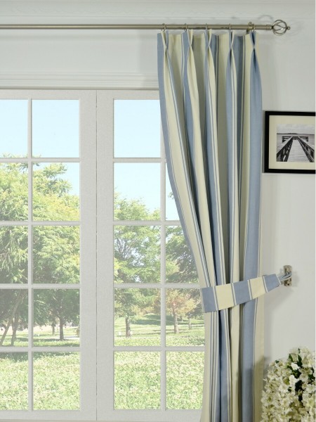 Moonbay Stripe Double Pinch Pleat Cotton Extra Long Curtain 108 - 120 Inch Panel