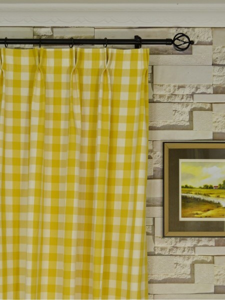 Moonbay Small Plaids Cotton Custom Made Curtains (Heading: Double Pinch Pleat)
