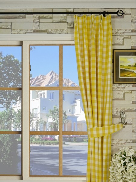 Moonbay Small Plaids Double Pinch Pleat Cotton Extra Long Curtain 108 - 120 Inch