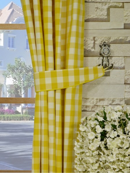 Moonbay Small Plaids Double Pinch Pleat Cotton Extra Long Curtain 108 - 120 Inch Decorative Tiebacks