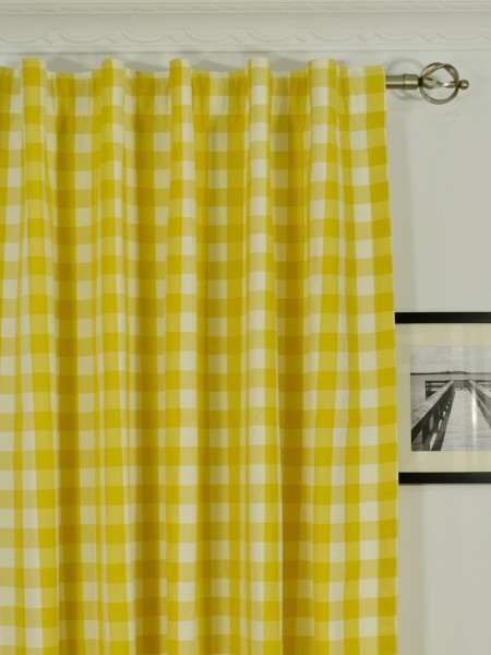 Moonbay Small Plaids Cotton Custom Made Curtains (Heading: Back Tab)