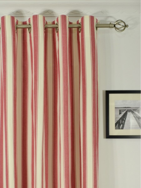 Moonbay Narrow-stripe Cotton  Custom Made Curtains (Heading: Grommet)