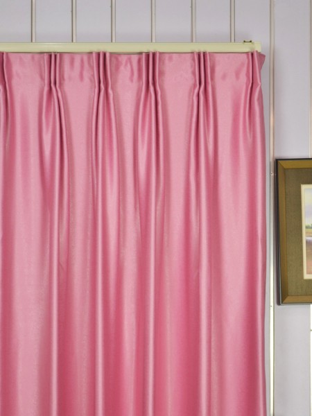 Swan Pink and Red Solid Custom Made Curtains (Heading: Versatile Pleat)
