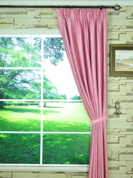 Extra Wide Swan Pink and Red Solid Double Pinch Pleat Curtains 100 - 120 Inch