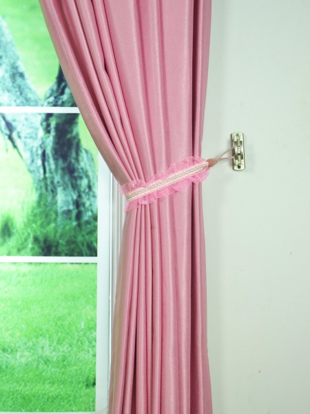 Extra Wide Swan Pink and Red Solid Pencil Pleat Curtain 100 Inch - 120 Inch Wide Rope Tiebacks