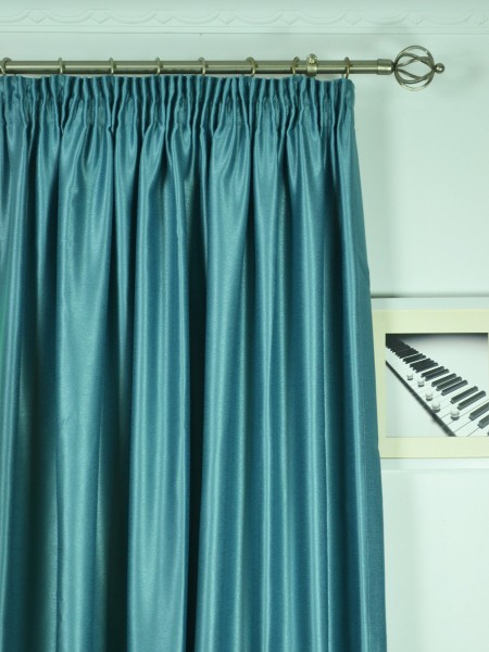 Extra Wide Swan Gray And Blue Solid Pencil Pleat Curtains