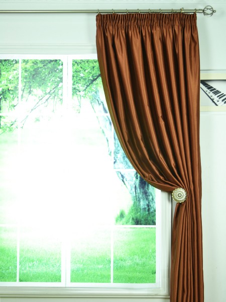Extra Wide Swan Brown Solid Pencil Pleat Curtains 100