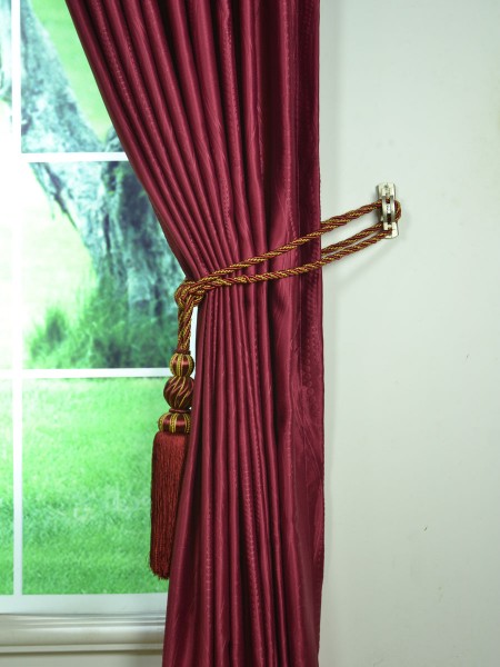 Extra Wide Swan Geometric Waves Back Tab Curtains 100 - 120 Inch Curtain Panels Tassel Tiebacks
