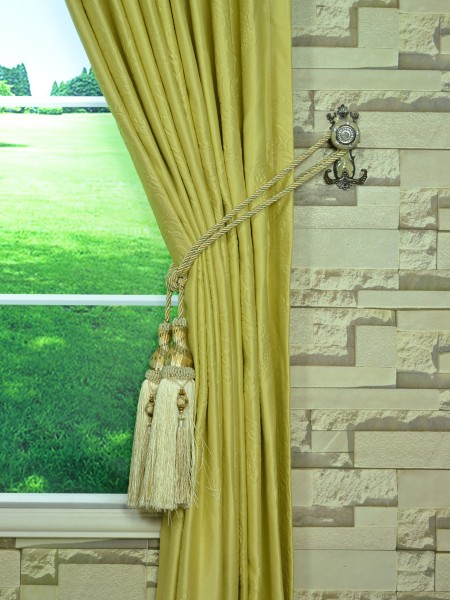 Extra Wide Swan Floral Bauhinia Tab Top Curtains 100 - 120 Inch Curtain Panels Tassel Tiebacks