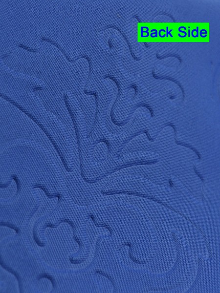 Swan Embossed Floral Damask Back Tab Ready Made Curtains Back Side in Brandeis Blue
