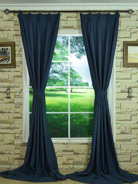 Hudson Cotton Blend Solid Versatile Pleat Curtain With Fabric Tiebacks