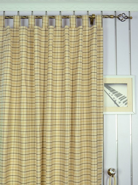 Extra Wide Hudson Small Plaid Tab Top Curtains 100 Inch