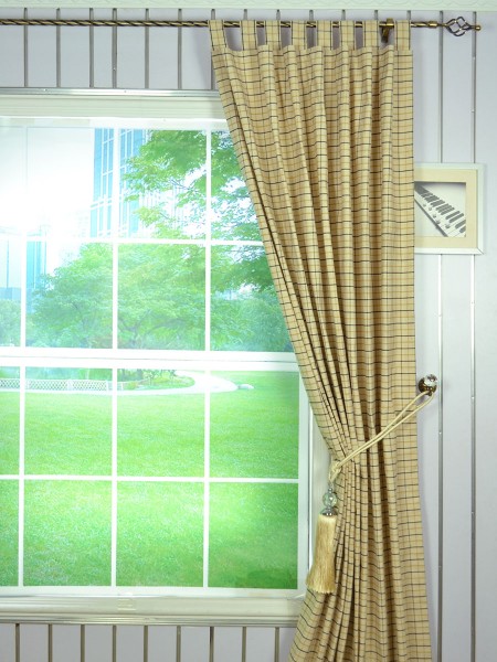 Extra Wide Hudson Small Plaid Tab Top Curtains 100 Inch