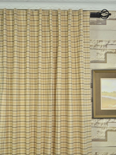 Hudson Cotton Blend Large Plaid Custom Made Curtains (Heading: Back Tab)