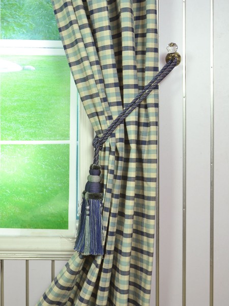 Extra Wide Hudson Small Check Double Pinch Pleat Curtains
