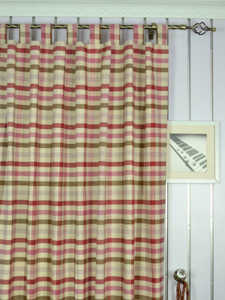 Hudson Cotton Blend Middle Check Tab Top Curtain Heading Style