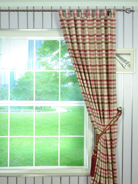 Extra Wide Hudson Middle Check Tab Top Curtains 100 - 120 Inch Curtain Panels