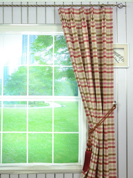 Hudson Cotton Blend Middle Check Double Pinch Pleat Curtain