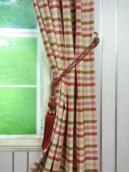 Extra Wide Hudson Middle Check Double Pinch Pleat Curtains 100 - 120 Inch Panels Tassel Tieback
