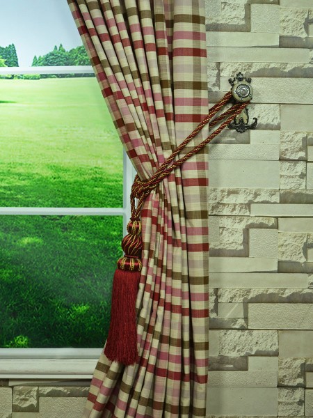 Extra Wide Hudson Middle Check Back Tab Curtains 100 - 120 Inch Curtain Panels Tassel Tieback