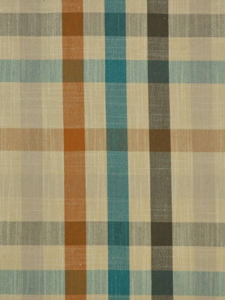 Hudson Cotton Blend Middle Check Tab Top Curtain (Color: Celadon Blue)