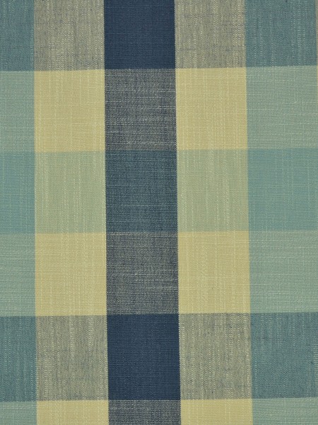 Hudson Cotton Blend Bold-scale Check Versatile Pleat Curtain (Color: Bondi blue)