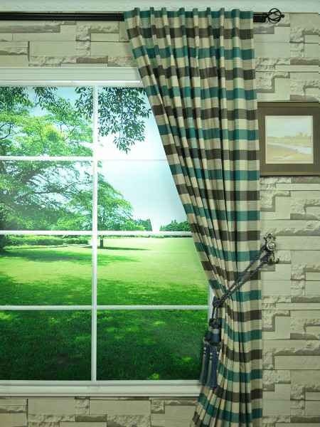 Extra Wide Hudson Bold-scale Check Back Tab Curtains 100 Inch - 120 Inch Curtain