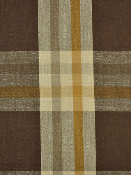 Hudson Cotton Blend Large Plaid Back Tab Curtain (Color: Coffee)