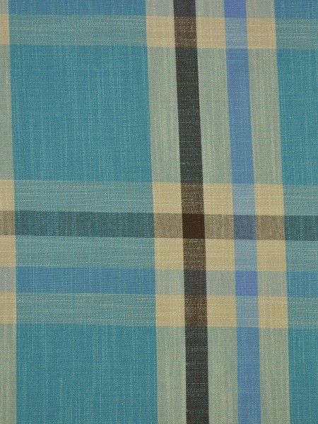 Hudson Cotton Blend Large Plaid Custom Made Curtains (Color: Capri)