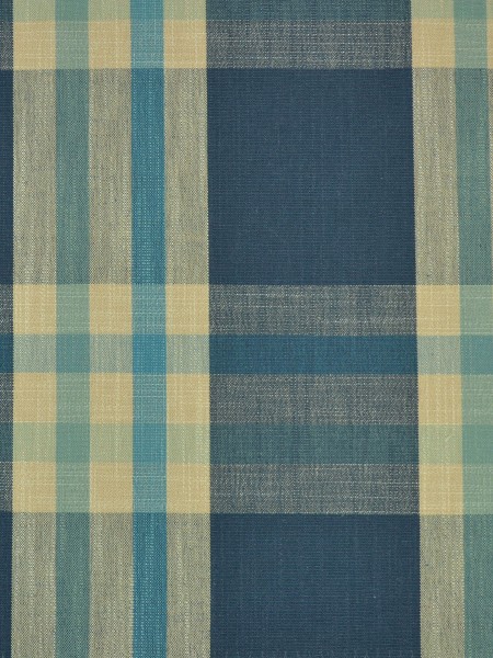 Hudson Cotton Blend Large Plaid Back Tab Curtain (Color: Bondi blue)