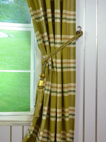 Extra Wide Hudson Large Plaid Double Pinch Pleat Curtains 100 - 120 Inch Curtain Tassel Tieback