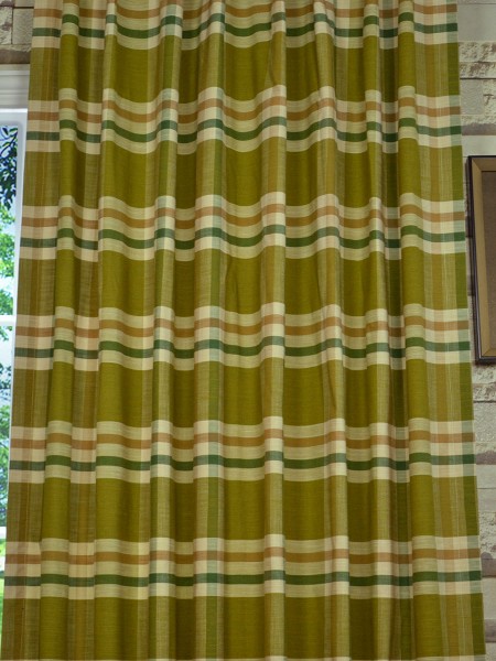 Hudson Cotton Blend Large Plaid Back Tab Curtain Fabric