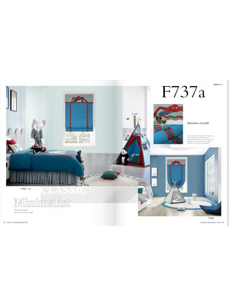 QYBHF737 High Quality Chenille Blue Custom Made Roman Blinds For Home Decoration