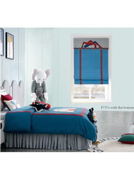 QYBHF737 High Quality Chenille Blue Custom Made Roman Blinds For Home Decoration(Color: F737a with flat bottom)