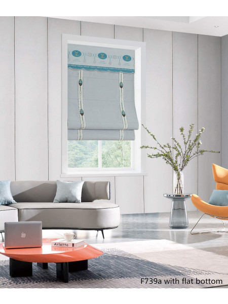 QYBHF739 High Quality Chenille Grey Custom Made Roman Blinds For Home Decoration(Color: F739a with flat bottom)