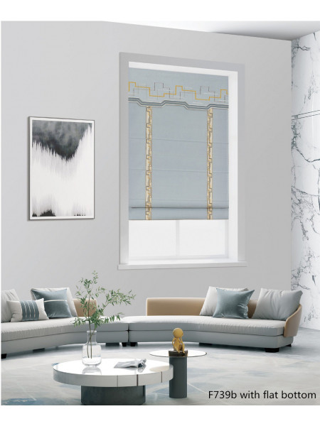 QYBHF739 High Quality Chenille Grey Custom Made Roman Blinds For Home Decoration(Color: F739b with flat bottom)