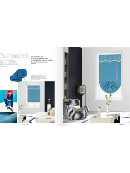 QYBHF742 High Quality Chenille Blue Custom Made Roman Blinds For Home Decoration