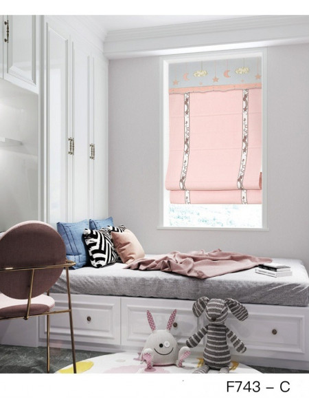  QYBHF743 High Quality Chenille Pink Custom Made Roman Blinds For Home Decoration(Color: F743c with flat bottom)
