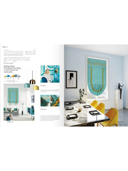 QYBHF746 High Quality Chenille Blue Green Custom Made Roman Blinds For Home Decoration
