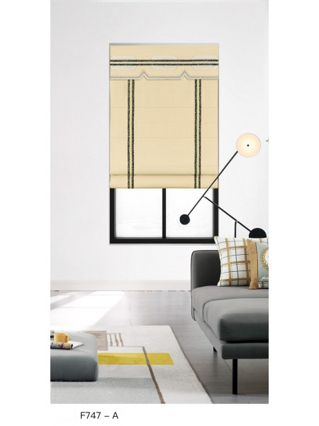 QYBHF747 High Quality Chenille Beige Custom Made Roman Blinds For Home Decoration(Color: F747 with flat bottom)
