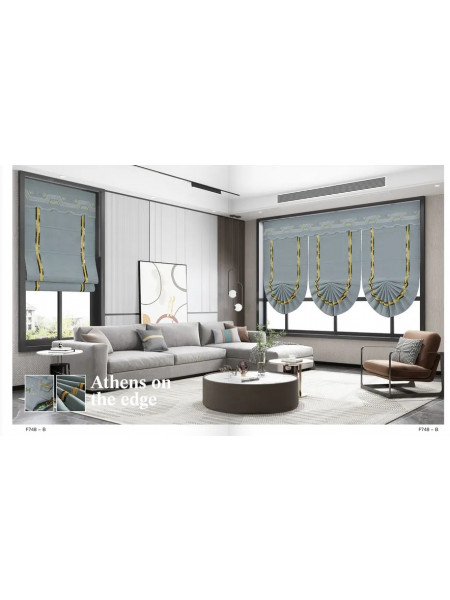  QYBHF748 High Quality Chenille Grey Custom Made Roman Blinds For Home Decoration