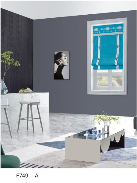 QYBHF749 High Quality Chenille Blue Custom Made Roman Blinds For Home Decoration(Color: F749a with flat bottom)