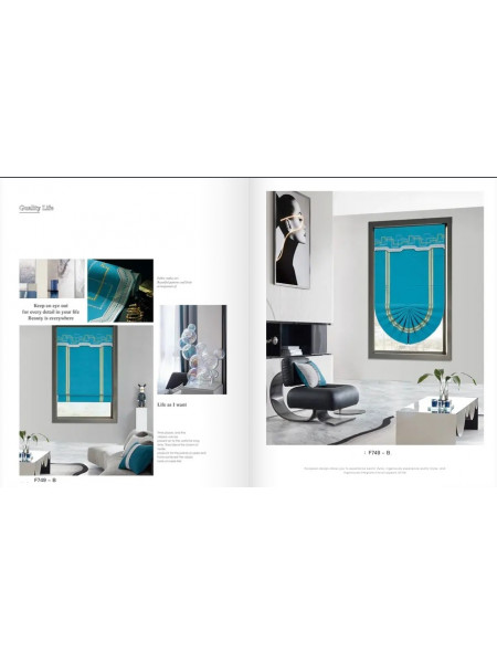 QYBHF749 High Quality Chenille Blue Custom Made Roman Blinds For Home Decoration