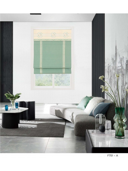 QYBHF751 High Quality Chenille Green Custom Made Roman Blinds For Home Decoration(Color: F751a with flat bottom)