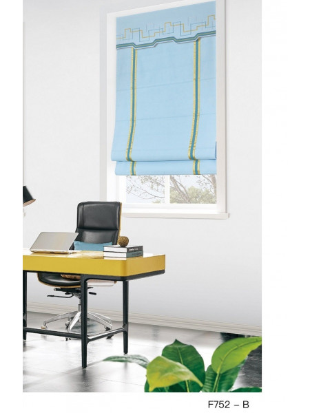QYBHF752 High Quality Chenille Sky Blue Custom Made Roman Blinds For Home Decoration(Color: F752b with flat bottom)